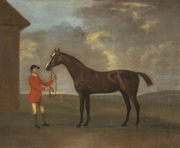Francis Sartorius The Racehorse 'Horizon' Held by a Groom by a Building oil painting image